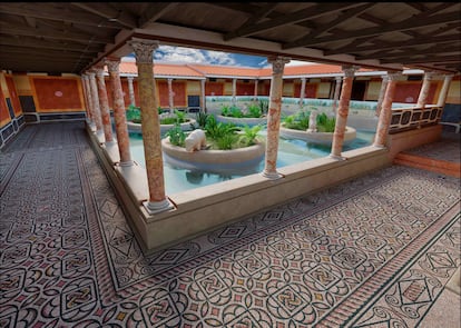 Recreación digital del patio interior de la villa romana de Antequera.