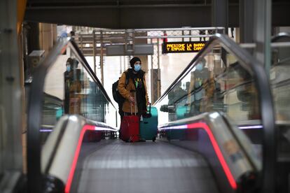 A passenger at Madrid’s Barajas airport on Thursday.