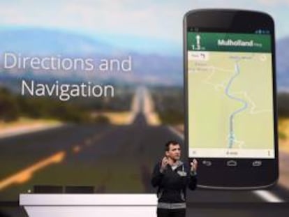 Daniel Grap, director de Google Maps, expone el nuevo diseño y navegación de Google Maps en el escenario de los desarrolladores del Google I/O en el Centro de Convenciones Moscone West de San Francisco, California (EEUU).