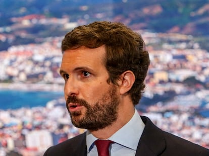 El presidente del PP, Pablo Casado, en la  Feria Internacional del Turismo, Fitur 2021.