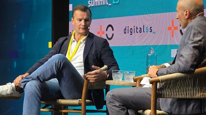 Meinrad Spenger (izquierda), durante su participación este miércoles, en la edición de 2025 del DigitalES Summit, en Madrid.