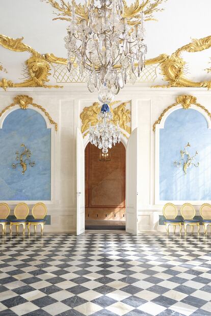 Galería azul del palacio Sanssouci de Potsdam. |