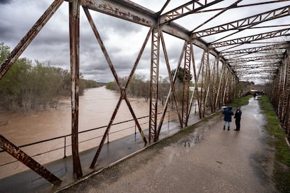 El río Jarama a su paso por Mejorada del Campo, en el Puente de Hierro, este sábado.