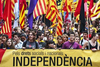 Participants en la manifestaci de l'11 de setembre per la independncia a Barcelona.