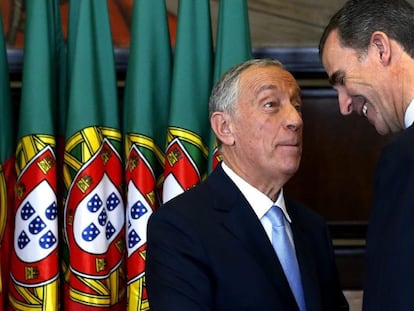 El Rey junto al nuevo presidente de la República de Portugal.