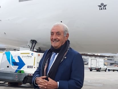 El presidente de Air Europa, Juan José Hidalgo, el pasado mes de enero en Madrid-Barajas.