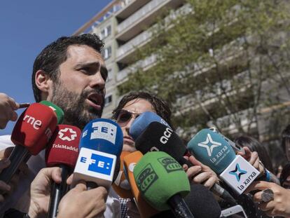 Roger Torrent en la manifestació per la llibertat dels polítics presos de diumenge.