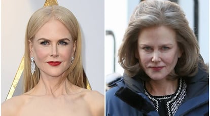 A la izquierda, Nicole Kidman en los Oscar; a la derecha, la actriz en el rodaje de su nueva pel&iacute;cula. 
 