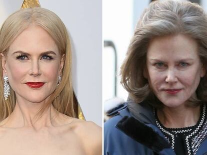 A la izquierda, Nicole Kidman en los Oscar; a la derecha, la actriz en el rodaje de su nueva pel&iacute;cula. 
 