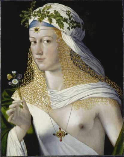 'Retrato de mujer', de Bartolomeo Veneto, supuesta Lucrecia Borgia, que se exhibe en la muestra de Venecia.