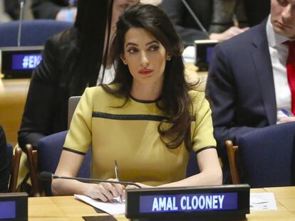 Amal Clooney, en Naciones Unidas.