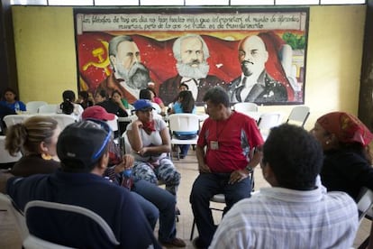 Popular assembly at the teachers' college Escuela Normal Raúl Isidro Burgos in Ayotzinapa.