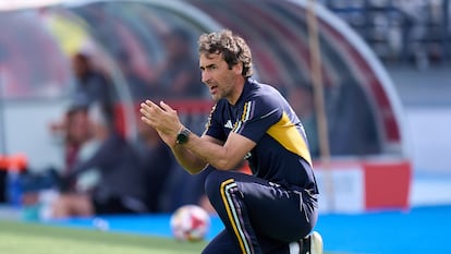Raúl González durante el partido del Real Madrid Castilla ante el Córdoba el pasado 7 de abril.