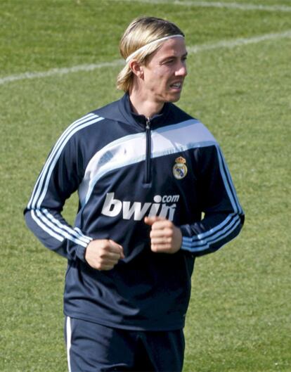 Guti, durante un entrenamiento de esta semana