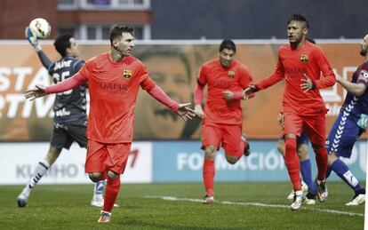 Messi celebra el seu segon gol davant l'Eibar.