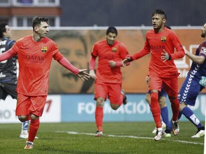 Messi celebra el seu segon gol davant l'Eibar.