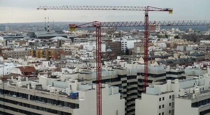 Obras de edificación en Madrid.