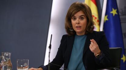 La vicepresidenta del Govern espanyol, Soraya Sáenz de Santamaría, després del Consell de Ministres.