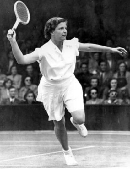 Margaret Osborne, durante el torneo de Wimbledon de 1950.