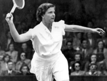 Margaret Osborne, durante el torneo de Wimbledon de 1950.
