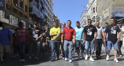 Manifestación que los mineros por las calles de León