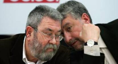 Cándido Mézdez y José María Fidalgo, cuando eran secretarios generales de UGT y CC OO respectivamente, en 2007