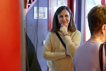 Ione Belarra interviene en un acto en el Ateneo Republicano de Vallecas (Madrid), el pasado viernes.