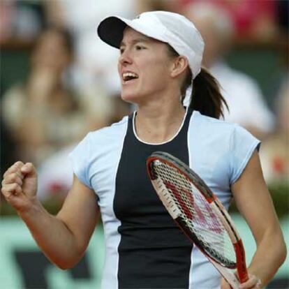 La tenista belga celebra un punto en la final contra Mary Pierce.