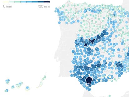 ¿Cuánto ha llovido en cada lugar? Decenas de estaciones ya registran su marzo más lluvioso