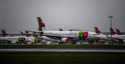 Aviones de TAP en el aeropuerto de Lisboa. 