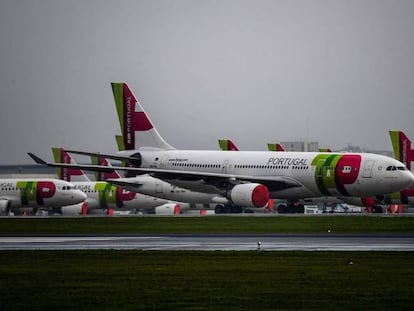 Aviones de TAP en el aeropuerto de Lisboa.