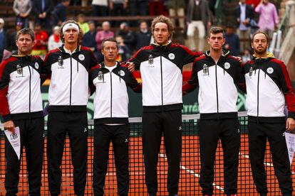 El equipo alemán antes de disputar el partido de cuartos de final contra el equipo español, el 6 de abril de 2018.