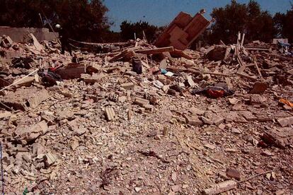 The house in Alcanar that was reduced to rubble following the explosion on August 16, 2017.