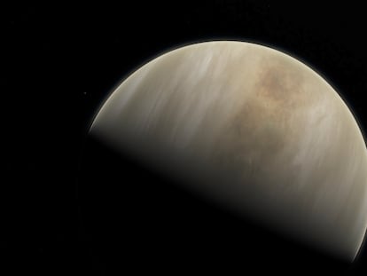 Representación de la atmósfera  de Venus realizada por el Observatorio Austral Europeo (ESO).