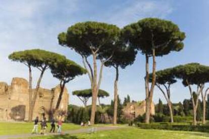 Las termas romanas de Caracalla, del siglo III, gratuitas y muy frecuentadas en su época, muestran una gran pericia en el uso del sistema abovedado.