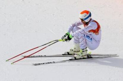 Bode Miller, abatido após completar sua descida.