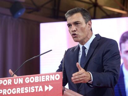 El presidente del Gobierno en funciones, Pedro Sánchez, presenta ayer la propuesta política para su investidura.