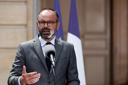 El primer ministro francés, Édouard Philippe, este viernes, en una rueda de prensa en París.
