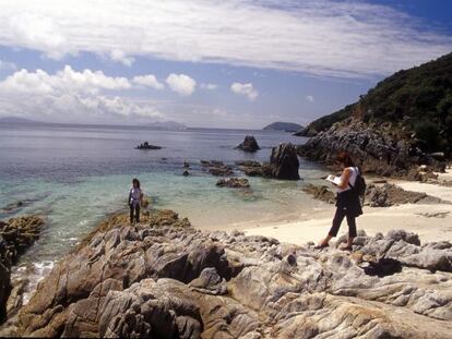 La playa de Melide, en la isla de Ons, Galicia.