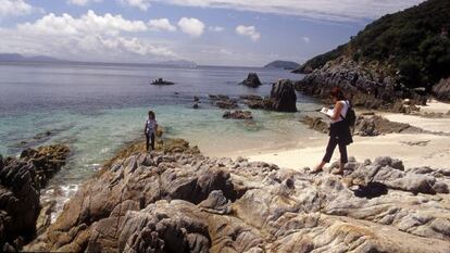 La playa de Melide, en la isla de Ons, Galicia.