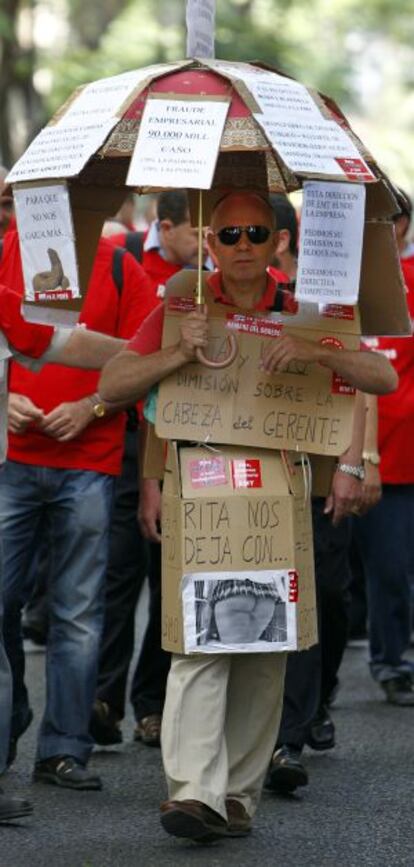 Trabajadores de la EMT protestando en una imagen de archivo.