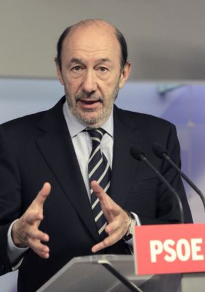 El l&iacute;der del PSOE, Alfredo P&eacute;rez Rubalcaba.