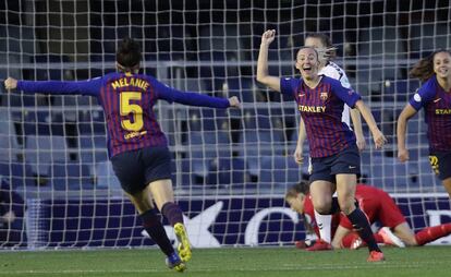 Toni Duggan celebra el primer gol del Barça.