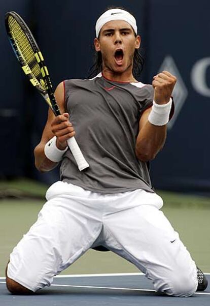 Nadal, eufórico tras ganar a Agassi en la final de Montreal.