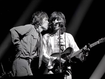 Mick Jagger y Keith Richards en un concierto de los Rolling Stones de 1972.