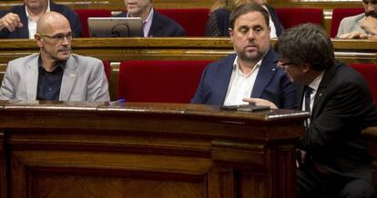 Romeva, Junqueras y Puigdemont.