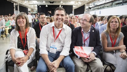 Sánchez y Chacón, durante el congreso del PSC el pasado julio.