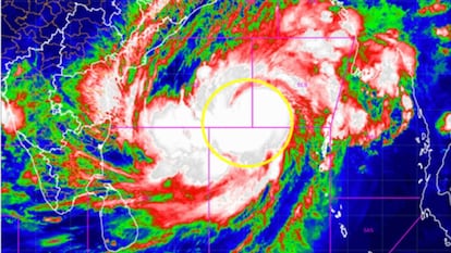 India Meteorological Department shows storm Mocha intensify into a very severe cyclonic storm.