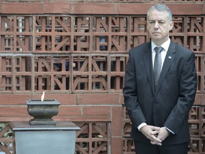 El lehendakari, Iñigo Urkulu, durante la celebración del Día de la Memoria a las víctimas.