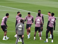 El Real Madrid, en el entrenamiento previo al partido ante el Girona.